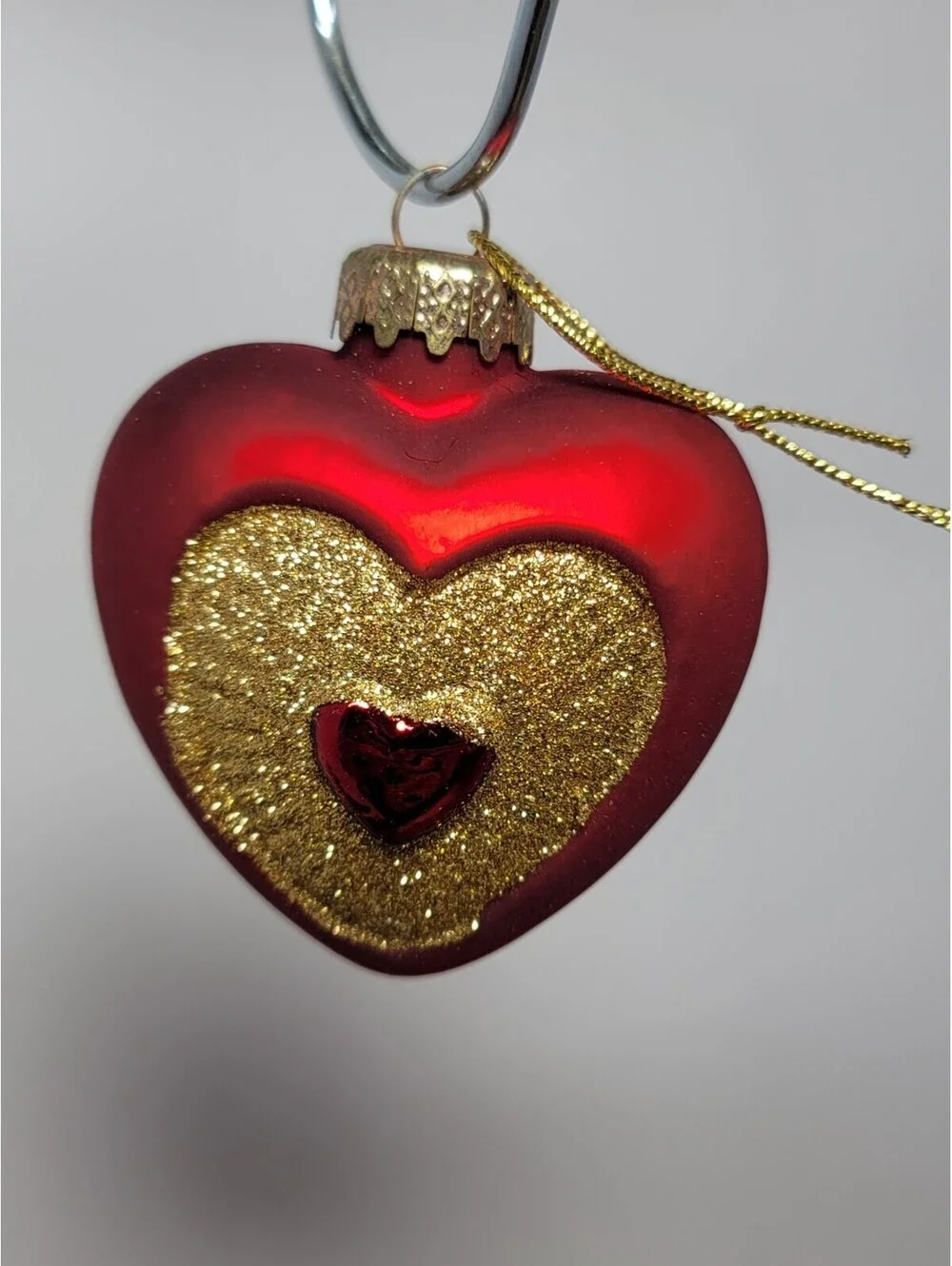 Vintage Thomas Pacconi Heart Hand Painted And Blown Glass christmas ornaments
